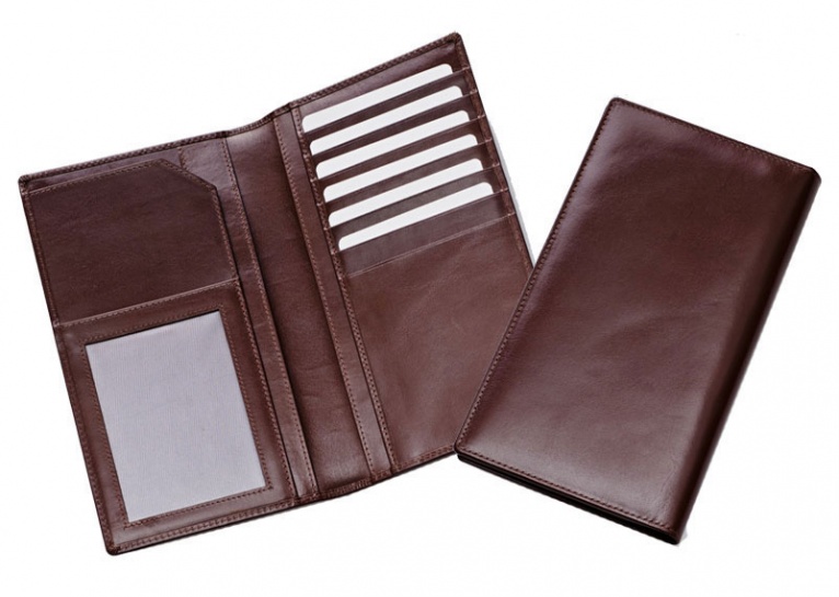 Бумажник для путешествий 120х220, коричневый кожаный