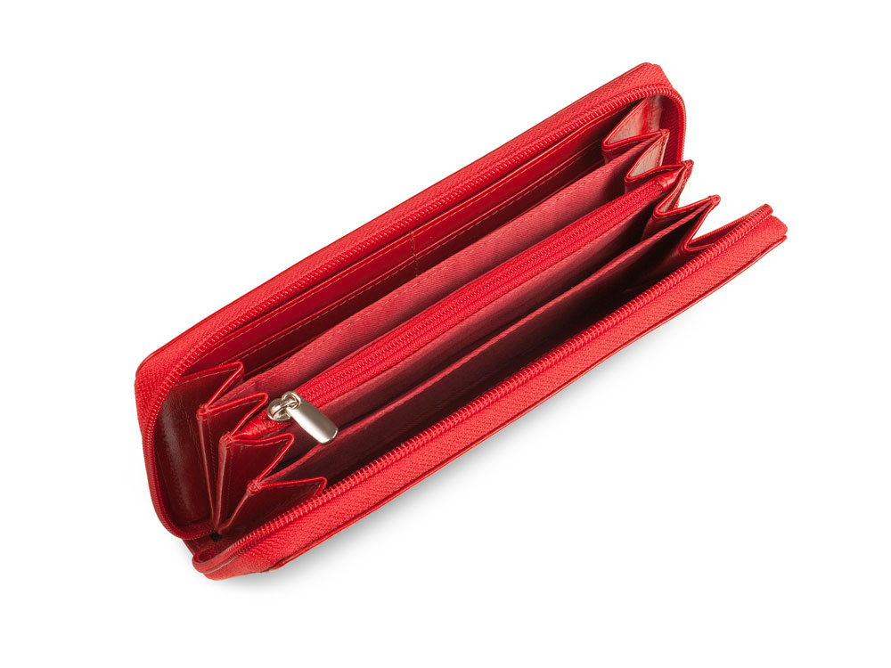 Кожаный женский кошелек на молнии 8120-06 RED