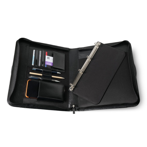 Кожаная папка-портфель для документов формата А4 на молнии с выдвижными ручками