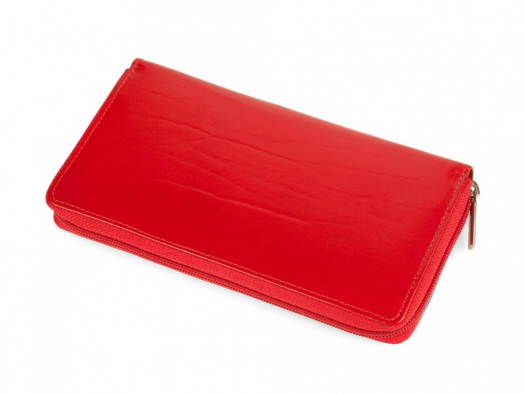 Кожаный женский кошелек на молнии 8120-06 RED