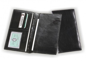 Бумажник для путешествий 120х230, черный из кожи