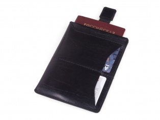 Чехол для паспорта кожаный 10573-01, черный